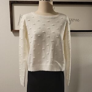 Love Story Ivory Textured Crew Neck Sweater, NWT